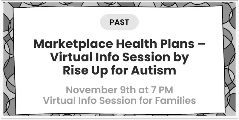 Flyer for the Marketplace Health Plans virtual info session, November 9