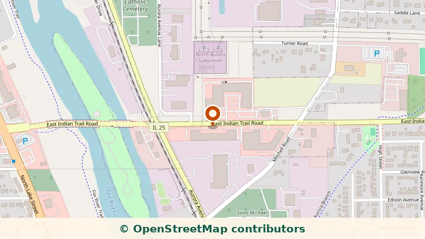 Map showing the Aurora center location