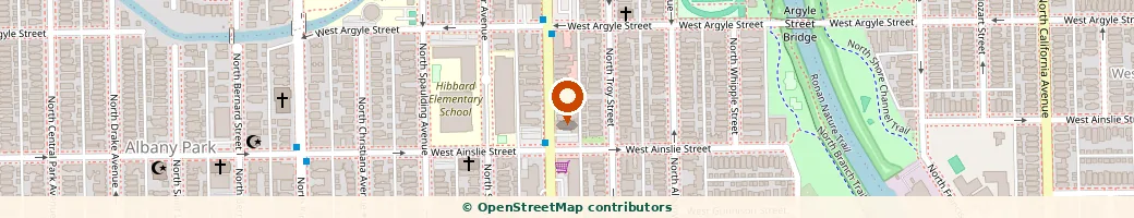 Map showing the Chicago center location