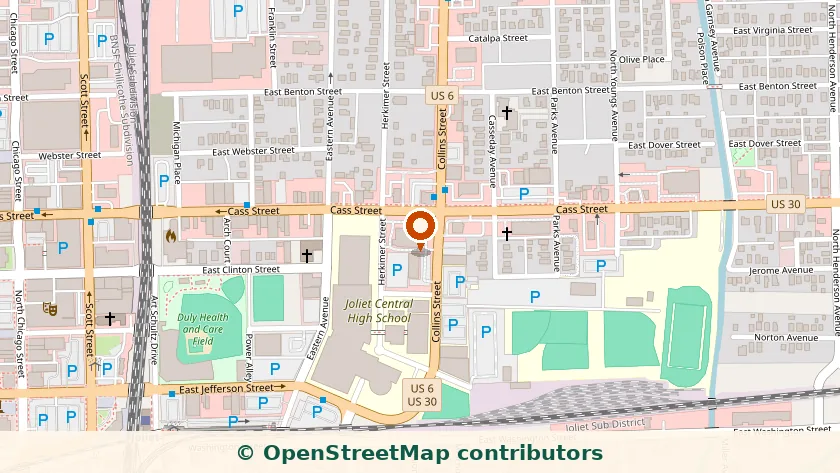 Map showing the Joliet center location