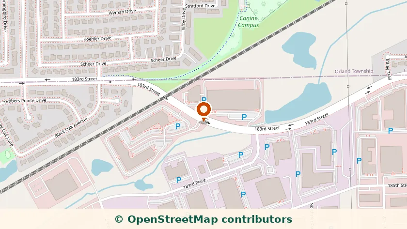 Map showing the Tinley Park center location