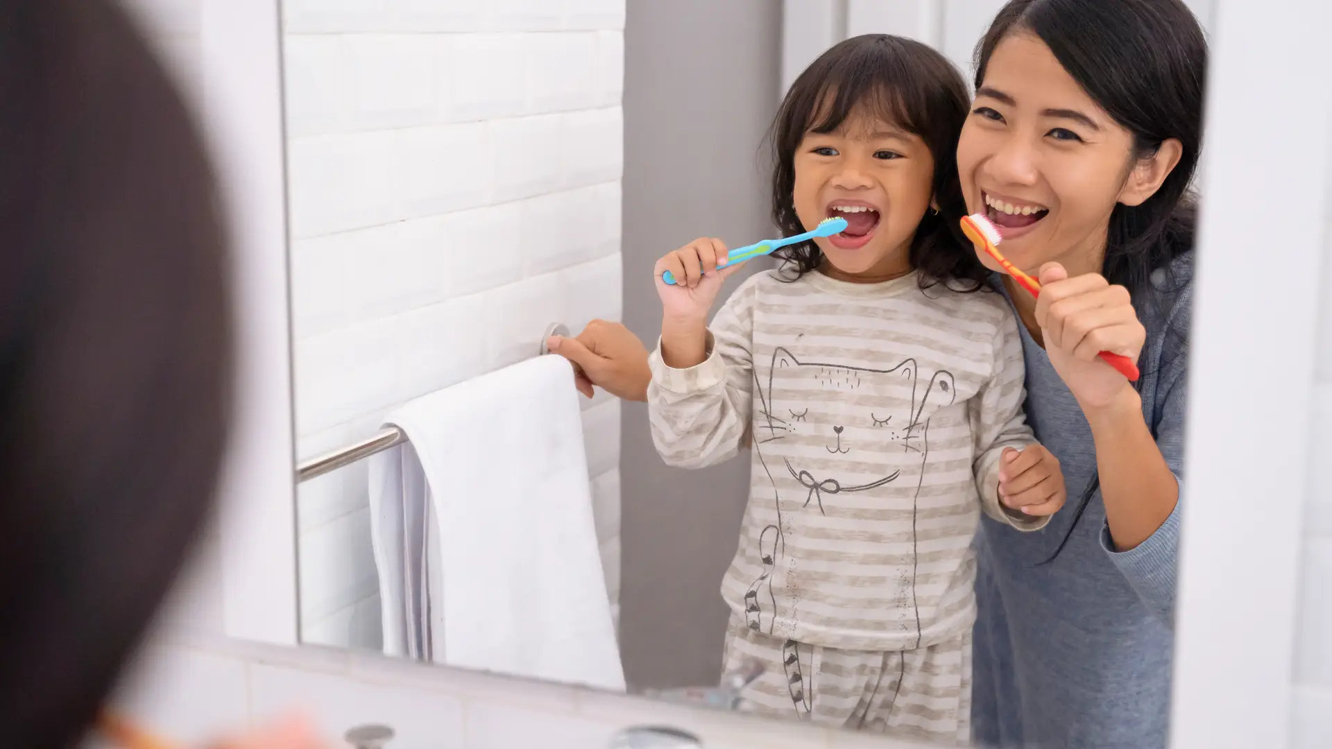 Promoting Independence | Baby Girl Does Tooth Brush with Mom